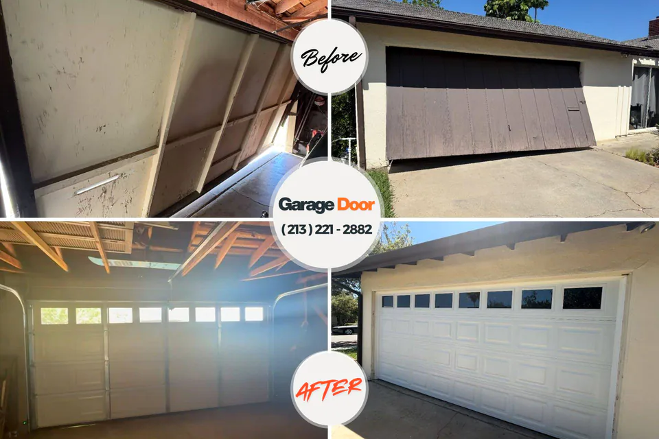 Before and after: garage door repair Newark, IL